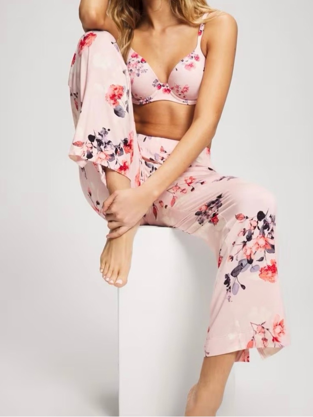 Soma Cool Nights® Ankle Pajama Pants in the Floral Dreams Pink Blush